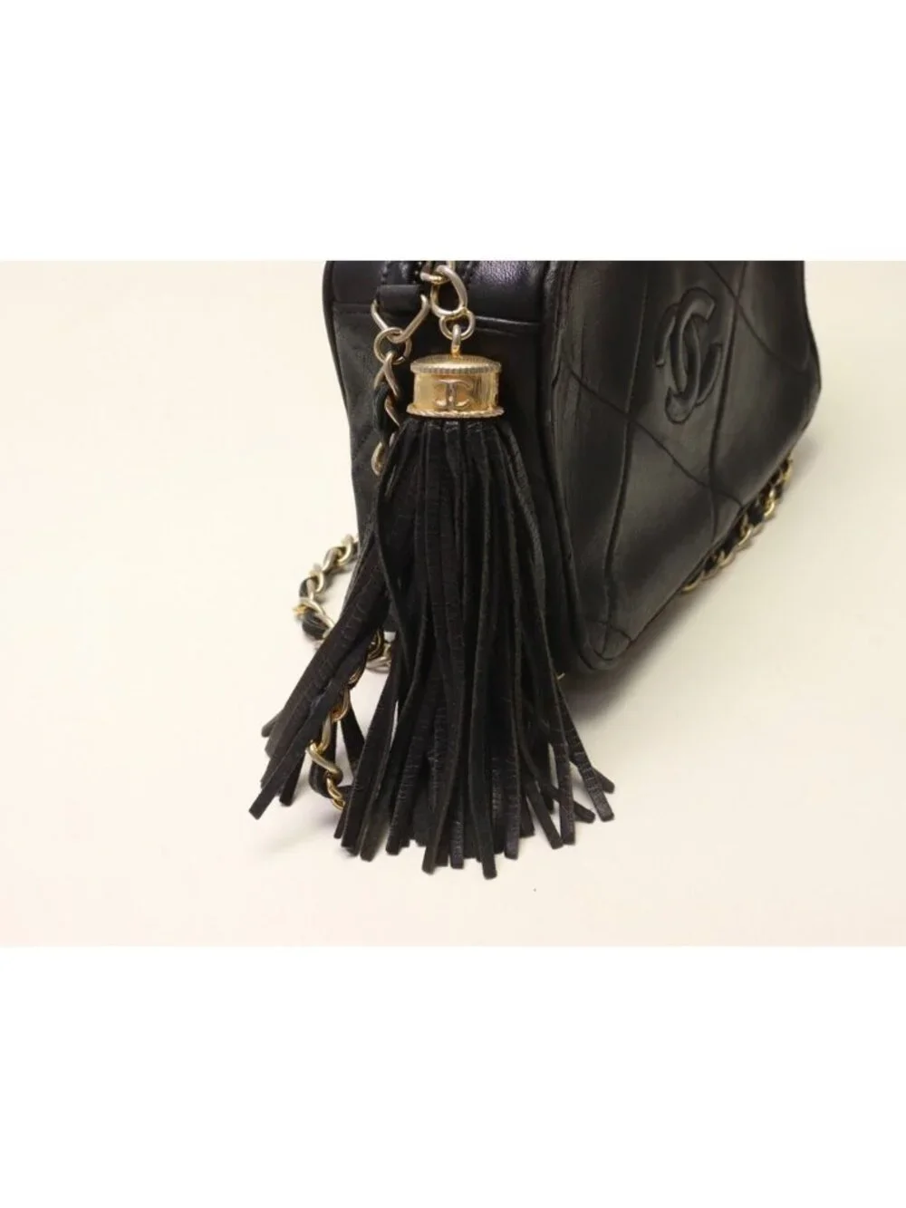 Chanel Quilted Lambskin Fringe Chain Shoulder Bag